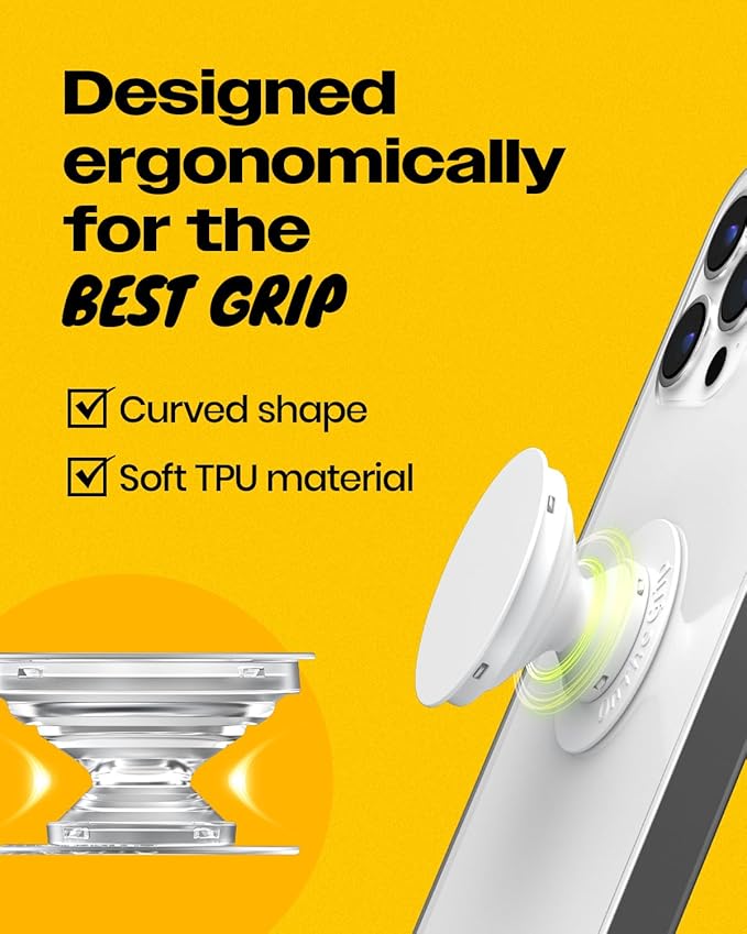 Solid Color Button Phone Grip – Minimalist Design, Durable and Lightweight, Grip and Stand for Smartphones (Purple, Adhesive Type)