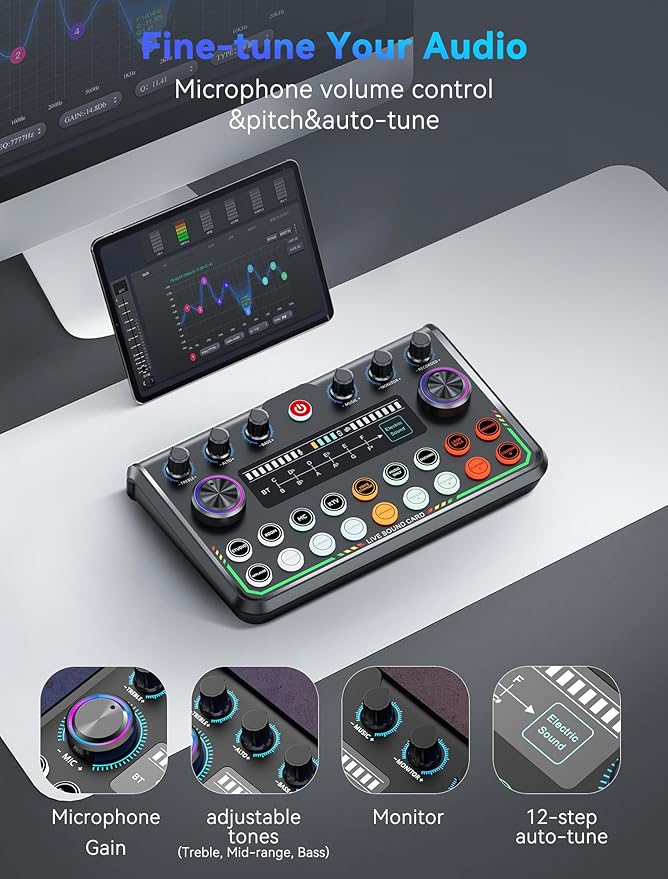 SINWE Podcast Equipment Bundle for 2,Audio Interface with Podcast Microphone for Smartphone & PC,All-in-One DJ Mixer,Plug-and-Play,Perfect for Streaming, Singing, YouTube & Gaming