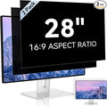 [2 Pack] 28 Inch Computer Privacy Screen for 16:9 Aspect Ratio Widescreen Monitor, Eye Protection Anti Glare Blue Light Computer Monitor Privacy Filter, Removable Anti-Scratch 28in Protector Film