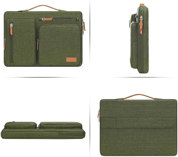 MOSISO 360 Protective Laptop Case 13 inch, 13 inch Laptop Sleeve Compatible with MacBook Air M4 M3 M2 M1 2025-2018/Pro M2 M1 2025-2016, Side Open Carrying Case with 4 Zipper Pockets&Handle,Olive Green
