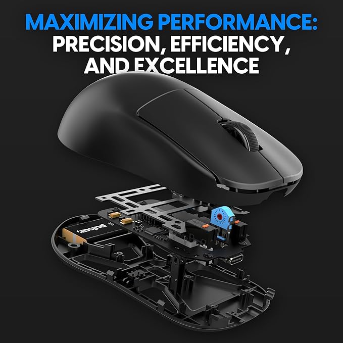 Pulsar Gaming Gears X2H Wireless Gaming Mouse, Ultra Lightweight 1.90 oz (54 g), Symmetrical, Optical Switch, 2.4 Ghz 1 ms, 26000 DPI, PAW3395 Sensor (Medium, Wireless, Black)