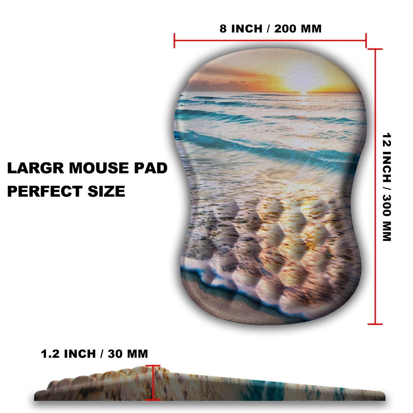 KUOSGM Mouse Pad Wrist Support, Ergonomic Mouse Pad with Massage Dot, Comfortable Computer Mouse Pad for Laptop, Wrist Rest Pain Relief Mousepad with Non-Slip PU Base for Office & Home, 12 x 8 in