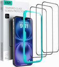 ESR 3 Pack for iPhone 16 Plus/iPhone 15 Plus Screen Protector, [9H Hardness] [Military Grade Shatterproof] Full Coverage Tempered Glass Film with Easy Installation Tool, HD Clear, Scratch Resistant