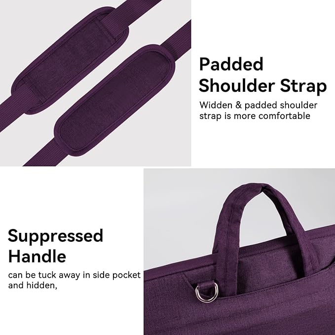 Voova Laptop Bag 15.6 Inch, Waterproof Computer Sleeve Carrying Case with Shoulder Straps & Handle Compatible with Macbook Air 15 M2/M3/M4, MacBook Pro 15/16, 15-16 Inch Hp Dell Lenovo, Dark Purple