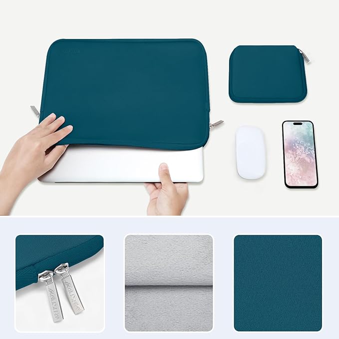 MOSISO Laptop Case 13 inch, 13 inch Laptop Sleeve Bag Compatible with MacBook Air 13 M4 M3 M2 M1 2025-2018 / Pro 13 M2 M1 2025-2016, Neoprene Computer Sleeve Bag with Small Case, Deep Teal