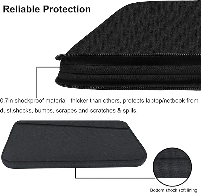 Laptop Sleeve Case 17 inch, Durable Computer Carrying Bag Protective Case Briefcase Handbag with Front Pocket, Slim Laptop Cover for 17-17.3 Inch HP, Dell, Lenovo, Asus, Notebook, Black