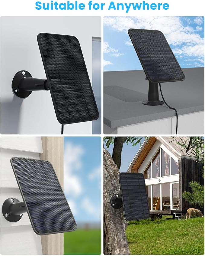 5W Solar Panel for Blink Camera Outdoor, Solar Panel Charger Compatible with Blink Outdoor 4 (4th Gen) Camera, Solar Panel w/Battery for Blink Camera, 9.8ft Cable Rubber Plug IP65 Waterproof, 3 Pack