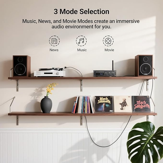 Inwa Bluetooth Audio Stereo Amplifier, 200W Dual Channel Mini Hi-Fi Stereo Receiver, 2.0CH Power Amp w/HDMI(ARC), Opt, Coax, USB, RCA for Home Speakers 100W x 2 with LED Display, Bass/Treble Control
