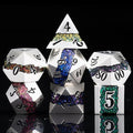 Polyhedral Metal Dice Set,7pcs Set Glitter Stripe DND Dice with Gift Box for RPG
