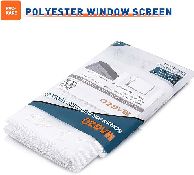 MAGZO Window Screen Replacement Mesh 48"W x 99"L - DIY Adjustable Polyester Pet Proof Screen Door Mesh for Patio Sliding Doors Window Screen Repair Kit, Durable, Washable, White