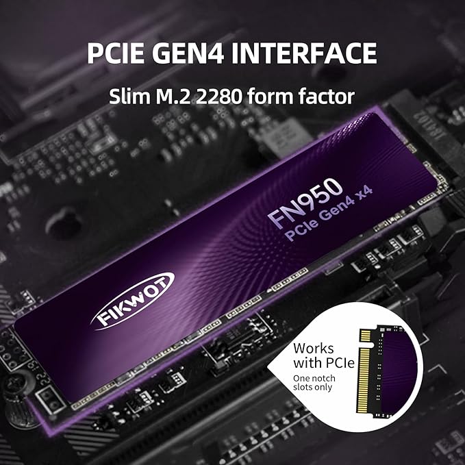 FN950 1TB NVMe SSD M.2 2280 PCIe Gen4x4, Up to 5000MB/s, Internal Solid State Drive, Configure SLC Cache, Storage and Memory Expansion for PS5 Laptop Desktop