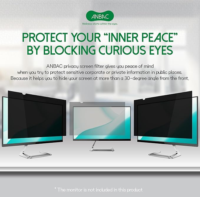 23.6 Inch Desktop Privacy Screen Shield for 16:9 Wide Monitor - Anti Glare Computer Privacy Screen Cover | Blue Light Blocking Screen Protector | Scratch Resistant UV Filter | Attachment Type
