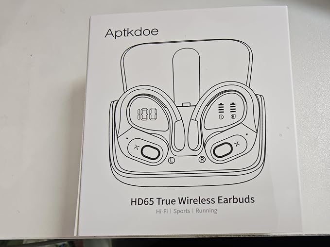 Wireless Earbuds 75hrs Bluetooth 5.4 Headphone Sport, 2025 Bluetooth Earbuds Stereo Deep Bass Over Ear Bud with Earhooks, ENC Noise Cancelling Mic, IPX7 Waterproof Earphone, Purple Blue