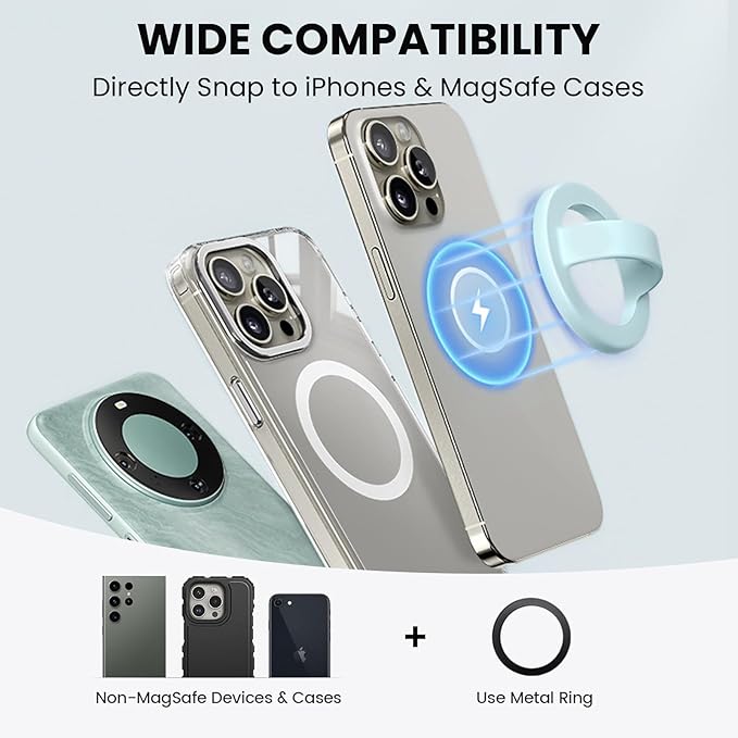 Magnetic Silicone Ring Grip Phone Holder, Loop Grip Phone Holder,Magnetic Phone Loop,Magsafe Phone Grip,Compatible with Magsafe for iPhone 16/15/14/13/12 Series (Blue)