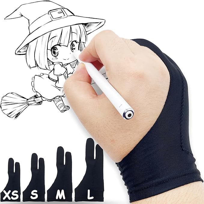 Drawing Glove, Artist Glove for Drawing Tablet iPad, Digital Art Palm Rejection Glove, Good for Left and Right Hand – M, 2 Pack