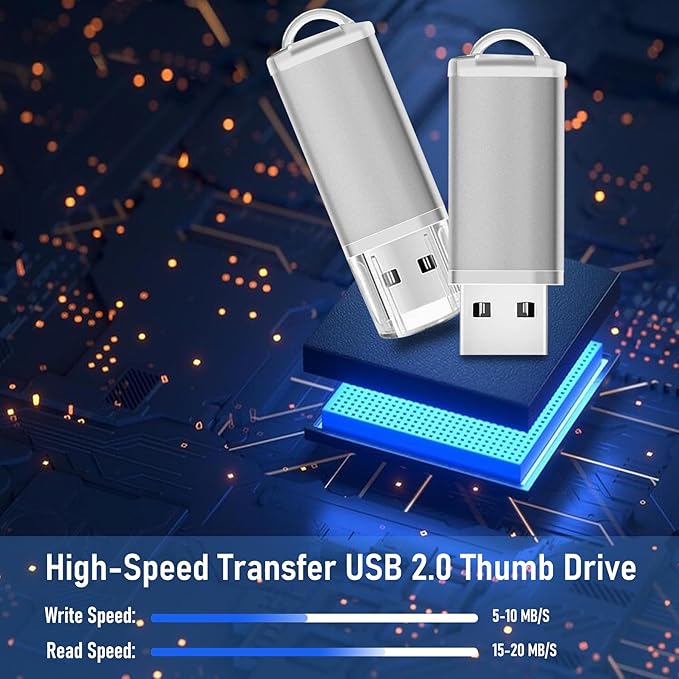 1GB USB Flash Drives 20 Pack, Memorias USB Thumb Drive 2.0 Memory Stick Fat Zip Drive 1 GB Jump Drives Multipack Pendrive with Landards and Lables (Sliver, 1Count 20 Packs)