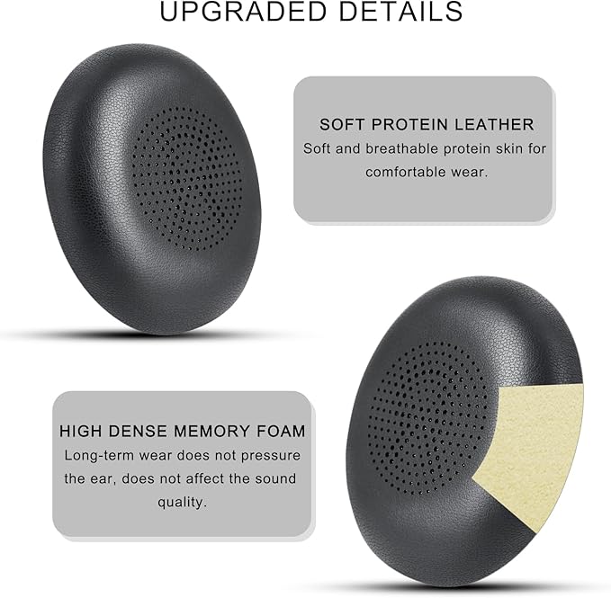 Ear Pads Replacement for Jabra Evolve2 65 (65MS 65UC USB)/Evolve2 40 (40UC 40MS USB)/Elite 45h On-Ear Wireless Headphones, Ear Cushions with Protein Leather