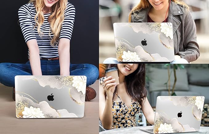 CISSOOK Compatible with MacBook Pro 14 inch Case 2024 2023-2021 Release Model: M4 A3112 A3185 A3401 M3 A2992 A2918 M2 A2779 A2442 M1 Pro/Max, Lotus Hard Shell Case for MacBook Pro 14 with Touch ID