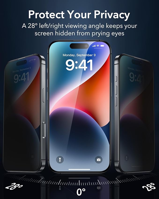 ESR 3 Pack for iPhone 13 Pro Max/iPhone 14 Plus Privacy Screen Protector, Anti-spy Tempered-Glass Privacy Screen Protector with Flawless Fit Tray