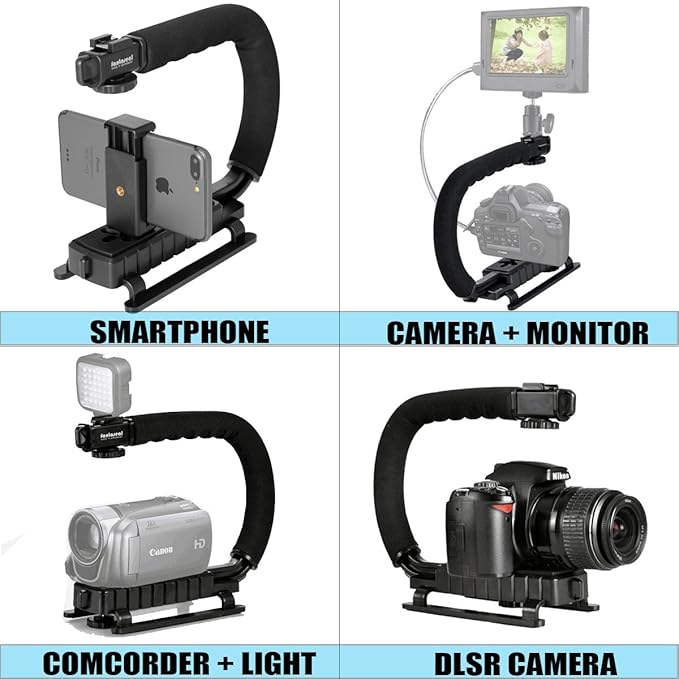 Fantaseal 4in1 DSLR/Mirrorless/Action Camera +Camcorder +Smartphone Stabilizer Holder We-Media YouTube Vlog Low Position Video Rig Mount Fit for GoPro Sony DJI OSMO Action Nikon Canon iPhone Samsung