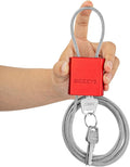 Cable Lock with 3 Keys | L 6.56ft(2m),D 1/6in(4mm) Adjustable Steel Cable Padlock | Aluminum Locks for Bikes, Gate, Lockers & Outdoor Gear | Weatherproof & Red