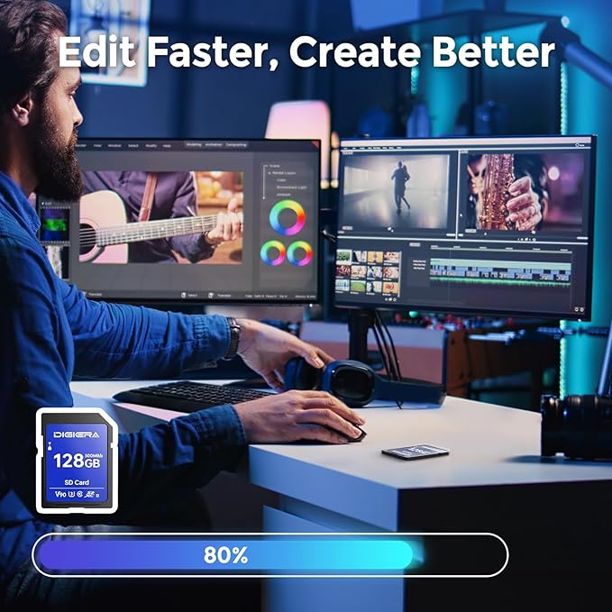 128GB LSU200 SDXC UHS-II Memory Card - up to 300MB/s, C10, U3, V90, 8K, SD Card for Computers, Digital Cameras, Home Theatre Devices, Car Navigation Systems (1 Pack)