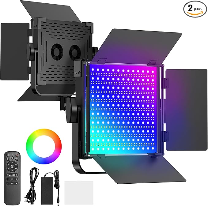 RGB Photography Lighting Kit, 50W Bi-Color LED Studio Lights, 2300k~8500k, CRI 97+, 27 Lighting Effects Video Light for Filming Camera Photo Recording Stage Shooting Streaming TikTok (2)