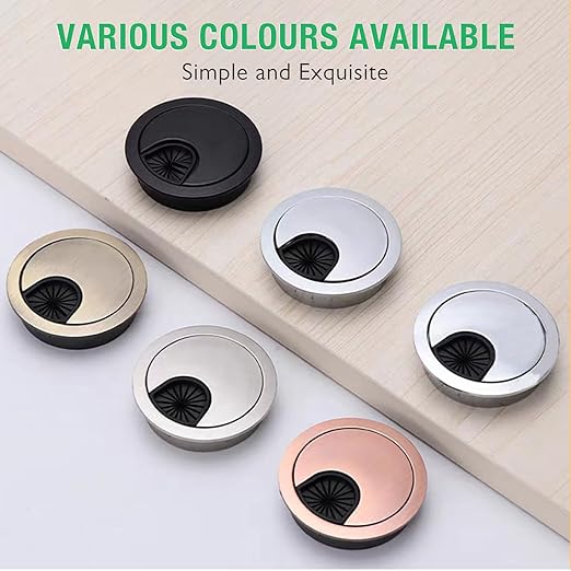 2 Pcs Desk Grommet 2" / 50 mm, Desk Cord Hole Cover, Cable Grommet Metal Zinc Alloy Materilal, Desk Hole Grommet for Home & Office Pc, Detachable Cable Cord Organizer-Bright Silver