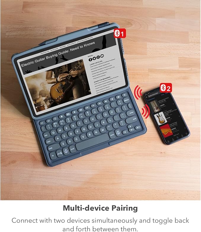 ZAGG Pro Keys Detachable Case and Wireless Keyboard for Apple iPad Pro 12.9, Multi-Device Bluetooth Pairing, Backlit Laptop-Style Keys, Apple Pencil Holder, 6.6ft Drop Protection - Charcoal
