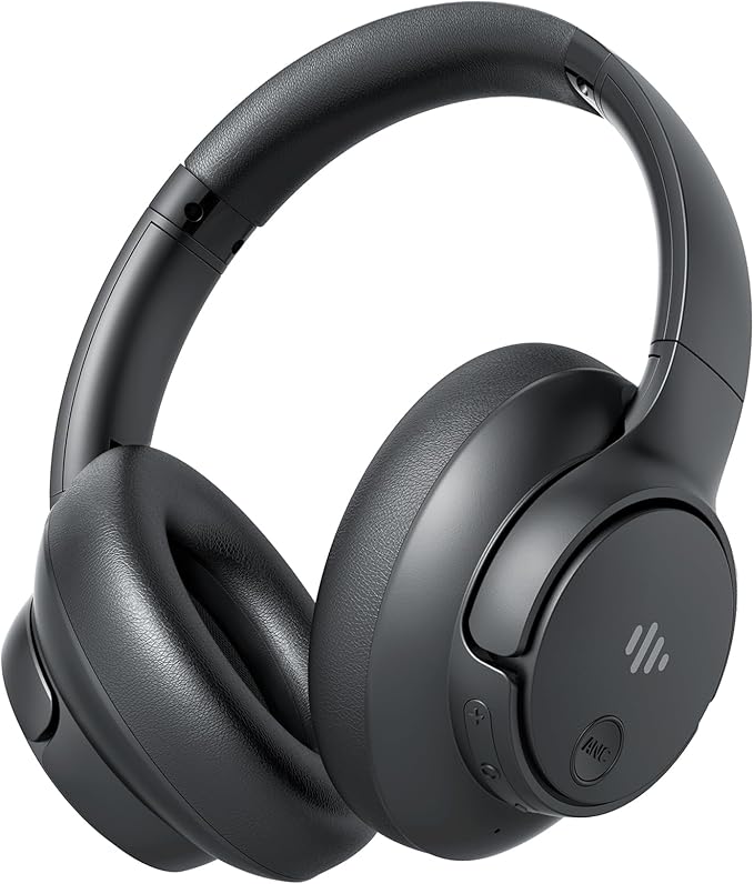 Active Noise Cancelling Headphones, Wireless Over Ear Bluetooth Headphones with Microphone, Transparency Mode, 70H Playtime, Hi-Res Audio, Deep Bass, Bluetooth 5.3, Lightweight Design,Black