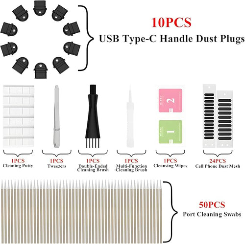 10PCS USB C with Grip Port Dust Plug, Easy Grip Dust Plug Cover, Type-C Dust Plug,Includes 8 Types Digital Product Cleaning and Protection Kits,for All Type C Ports,Compatible with iPhone 15 16