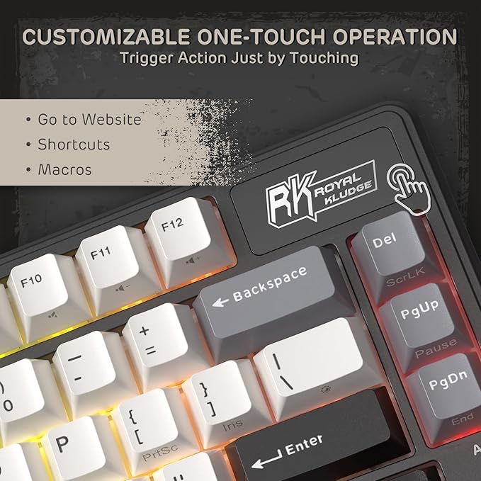 RK ROYAL KLUDGE L75 Gasket Mount Mechanical Keyboard w/Knob/Macro Keys & Touchable Nameplate, Tri-Mode 75% TKL Wireless Keyboard BT/2.4G/USB-C, Hot Swappable, Pro Software, Massive 8000mAh Battery
