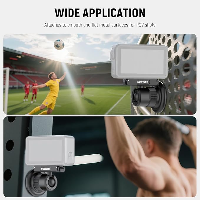 NEEWER Magnetic Camera Mount Compatible with DJI Osmo 360 / Action 5 Pro / 4/3, 360° Quick Release Ball Head Adapter Mount with 1/4" Thread for POV Shots, Camera Cage, Selfie Stick, Tripod, AC013