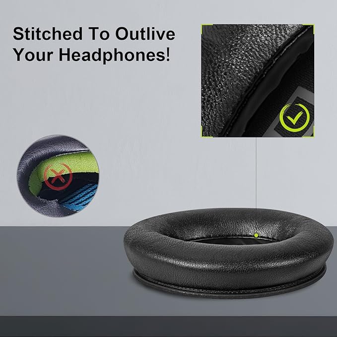 Aurivor Replacement Ear-Pads Cushions for Bose QuietComfort 45 35 35ii (QC-45 QC-35 QC-35 ii), Genuine Lambskin Ear Covers Compatible with QuietComfort SE (QC SE)/ New QuietComfort Headphones (Black)