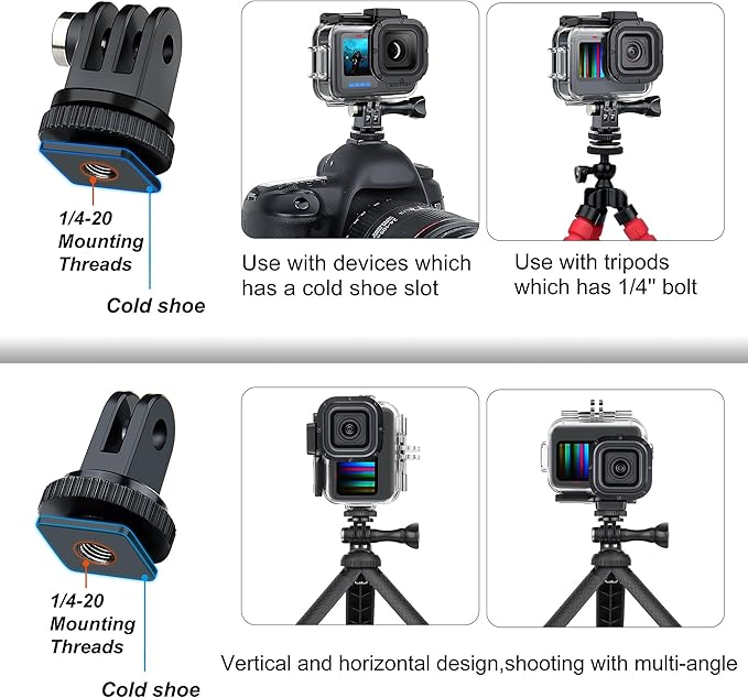 SOONSUN Waterproof Case with Dive Filters for GoPro Hero 13/12 / 11/10 / 9 Black, 196 Feet Underwater Protective Dive Housing Case with Red, Light Red, Magenta, 5X Close-up Macro Filters