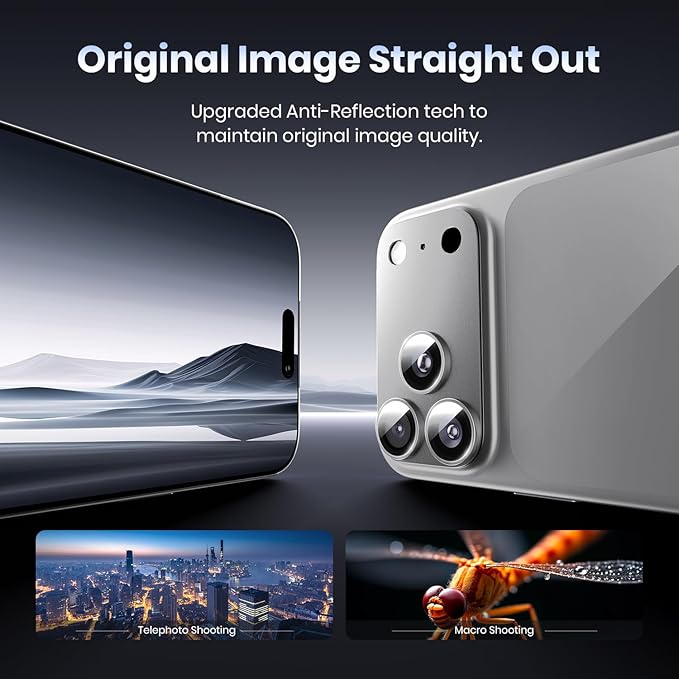 Hoerrye for iPhone 17 Pro Max Camera Lens Protector - [12FT Shatterproof Military Grade] [Strong Adsorption] Metal 9H+ Tempered Glass Camera Screen Full Protective Cover Case Friendly,Silver