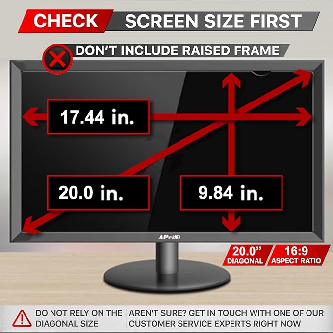 [2 Pack] 20 Inch Privacy Screen Filter for Widescreen 16:9 Monitor | Privacy Shield | Anti-Glare | Anti-Blue light Protector | Eye Protection | Computer Security Private Filter