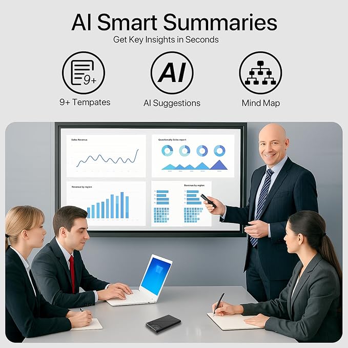 Ai Voice Recorder, Note Voice to Text Recorder W/Magnetic Case, App Control, Transcribe & Summarize with by Chatgpt, Support 112 Languages, 64GB Memory, Audio Recorder for Lectures, Meetings, Calls