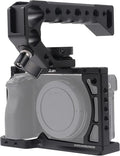 Hersmay A6500/A6400/A6300 Camera Cage Video Stabilizer with Top Handle for Sony A6500 A6400 A6300 A6000 A6100 Cameas DSLR Rig with Cold Shoe,Handle Locating Holes,Multiple 1/4" 3/8" Screw Holes