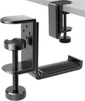 New Foldable Headphone Stand Hanger Holder Aluminum Headset Soundbar Stand Clamp Hook Under Desk Space Save Mount, Universal Fit Gaming Headphones, Black