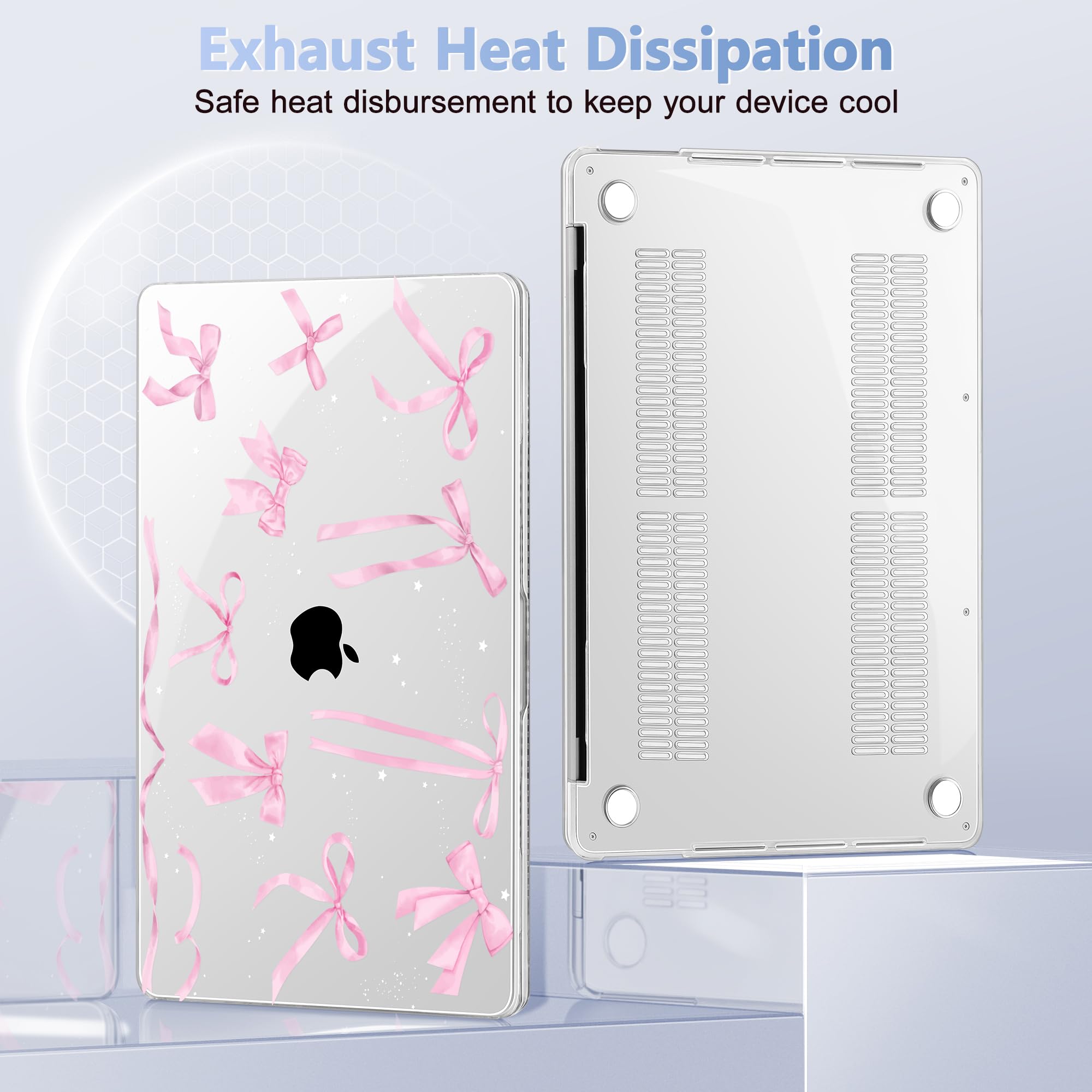 Lepeoac Case for MacBook Pro 13 inch Case M2 2022-2016 A2338 M1 A2251 A2289 A2159 A1989 A1708 A1706, Plastic Hard Shell + Keyboard Cover + Dust Plug, Bowknot