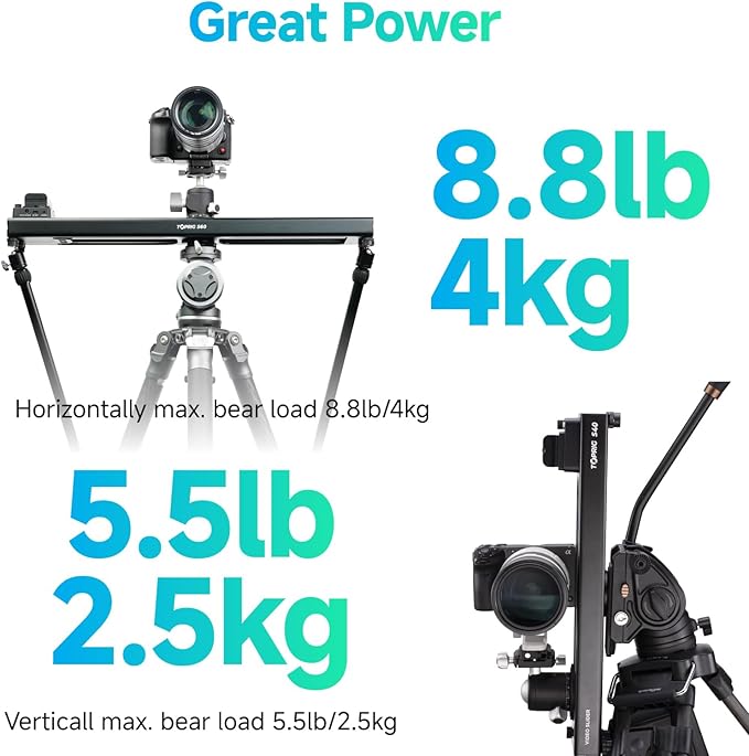 Accsoon Toprig 24inch/60cm Motorized Camera Slider, Button/APP Dual Control, Speed Adjust/Time-Lapse/120° Panoramic Shooting/Loop Mode, Compatible with DSLR Camera, Gopro, Camcorder, Smartphone(S60)