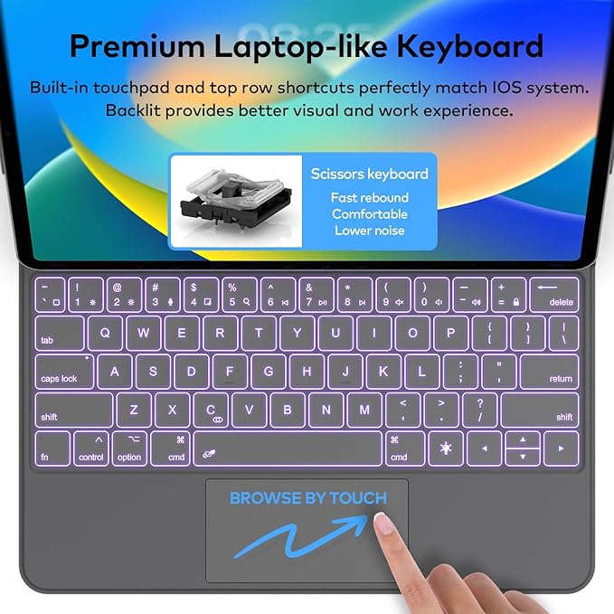 Keyboard Case for iPad Air 11-inch (M3 2025 / M2 2024) & iPad Pro 11 inch(1st/2nd/3rd/4th Generation) – Magic-Style Magnetic Keyboard Case with Multi-Touch Trackpad for 10.9” iPad Air 4th/5th Gen.