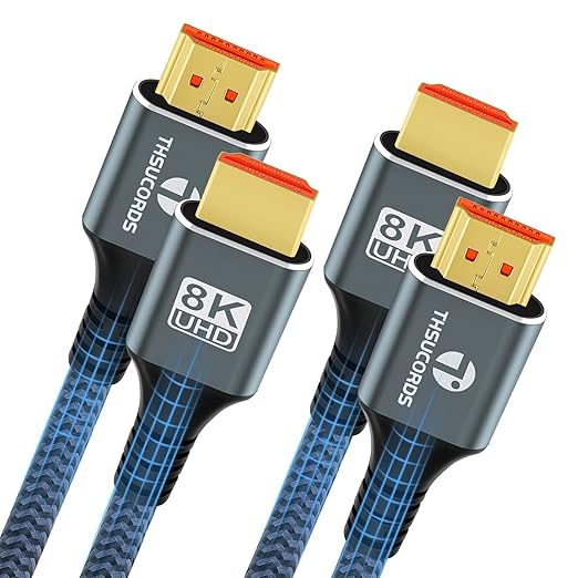 8K 4K HDMI Cable 3.3FT 2 Pack, High Speed Braided HDMI to HDMI 2.1 Cord Supports 8K@60Hz, 4K@120Hz 144Hz 48Gbps Compatible with Roku TV/PS5/HDTV/Blu-ray