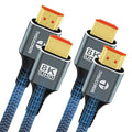 8K 4K HDMI Cable 3.3FT 2 Pack, High Speed Braided HDMI to HDMI 2.1 Cord Supports 8K@60Hz, 4K@120Hz 144Hz 48Gbps Compatible with Roku TV/PS5/HDTV/Blu-ray
