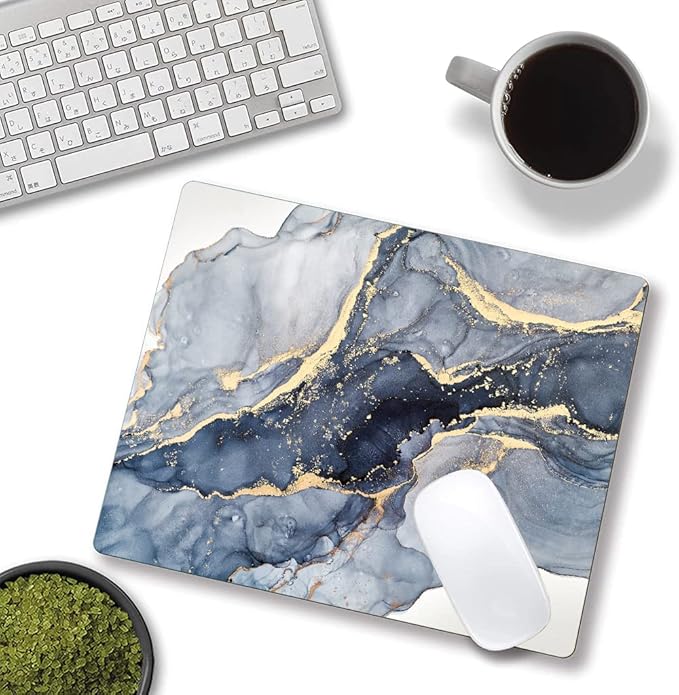 Marble Mouse Pad - Square Waterproof Non-Slip Rubber Base for Office Laptop, 9.5"x7.9"x0.12" Inch (Gilt Marble)