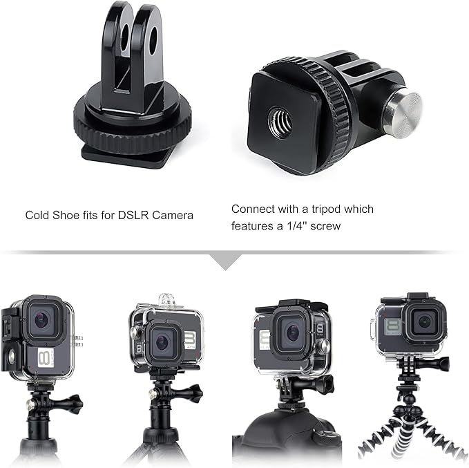 Waterproof Case for GoPro Hero 8 Black with 4-Pack Dive Filter, 60M Underwater Diving Housing Case with Red, Light Red, Magenta, Close-up Filters for GoPro Hero 8 Black Camera