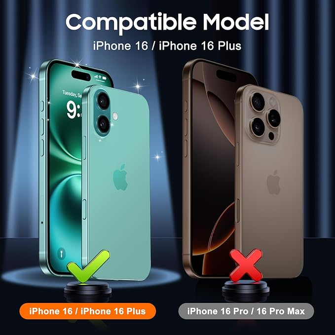 UniqueMe for 3 Pack iPhone 16 / iPhone 16 Plus Camera Lens Protector - [Drop Protection] [Case Friendly] 9H Tempered Glass Camera Cover Screen [Update New Version]
