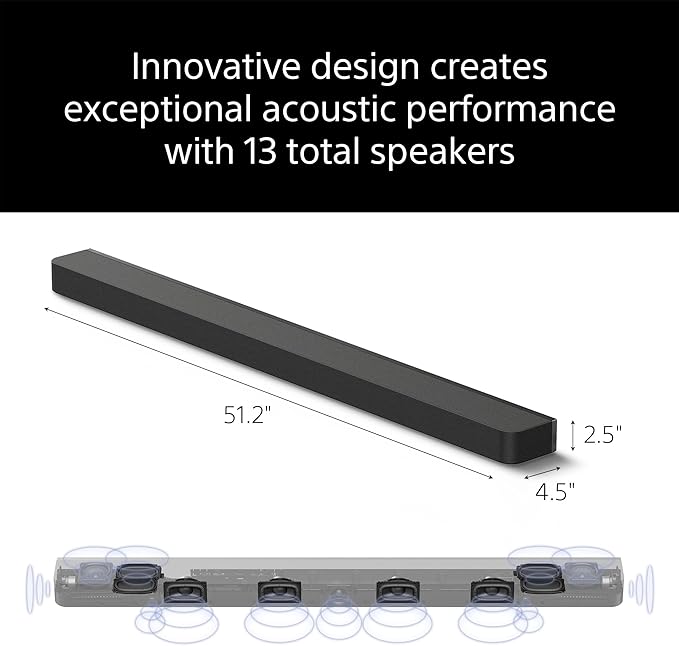 Sony BRAVIA Theater Bar 9 Soundbar with SA-SW3 Wireless Subwoofer and SA-RS8 Wireless Rear Speakers - Complete Home Theater System with 13 Speakers and 360 Spatial Sound