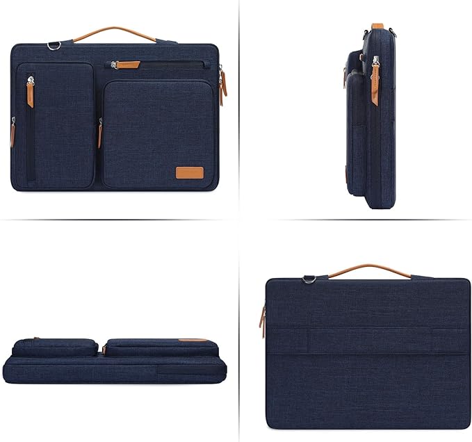 MOSISO 360 Protective Laptop Shoulder Bag,13-13.3 inch Computer Bag Compatible with MacBook, HP, Dell, Lenovo, Asus Notebook,Side Open Messenger Bag with 4 Zipper Pockets&Handle, Navy Blue